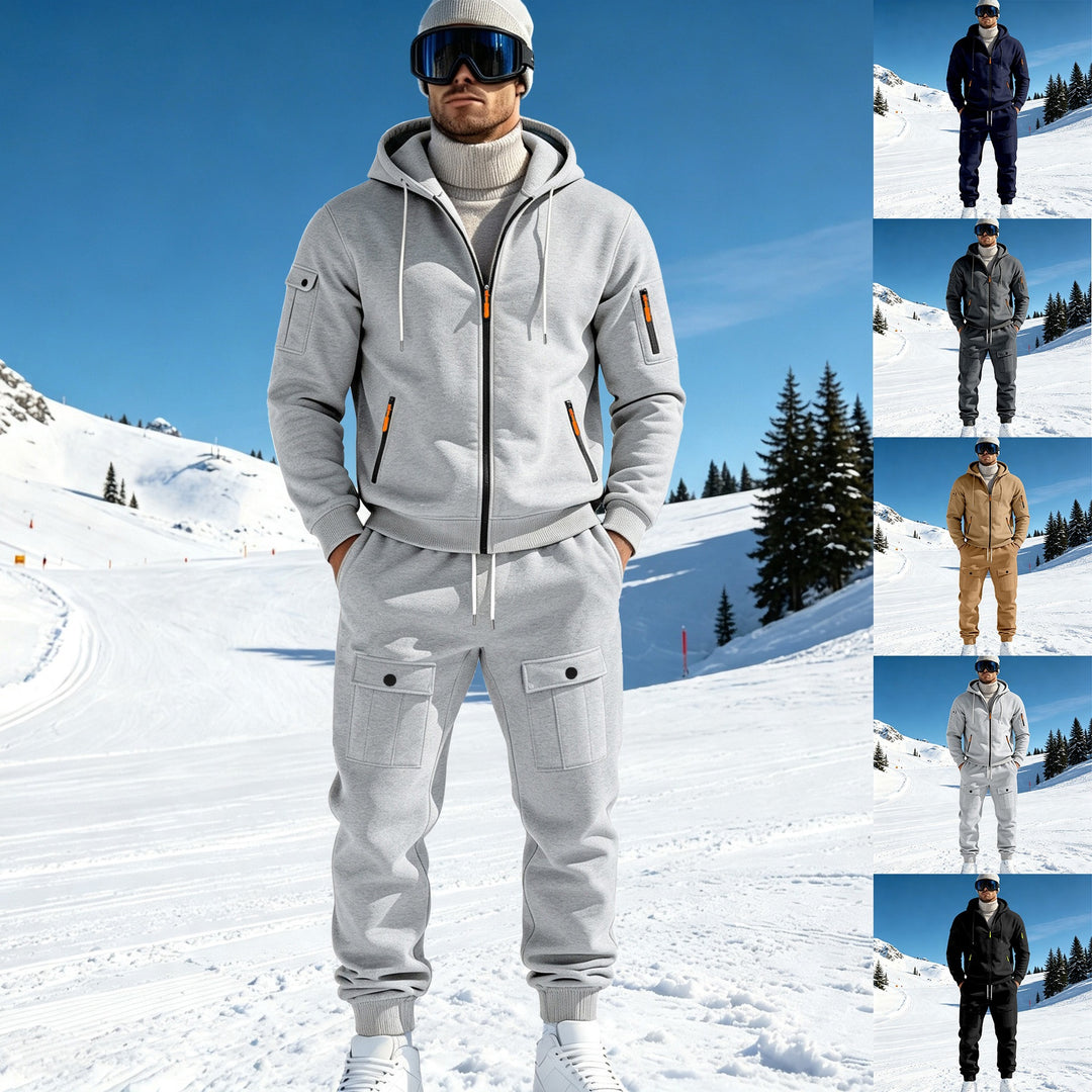 Herren Komfort-Fleece Hoodie mit Reißverschluss, Kapuze und Utility-Ärmeltasche Shop Nory
