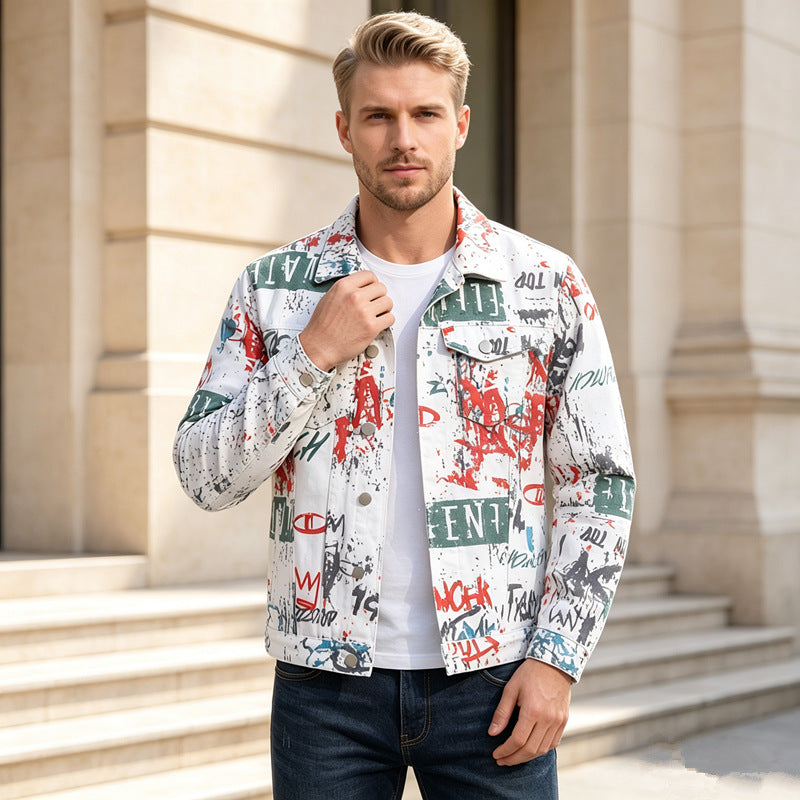 Herren Modische Jacke mit grafischen Prints Shop Nory