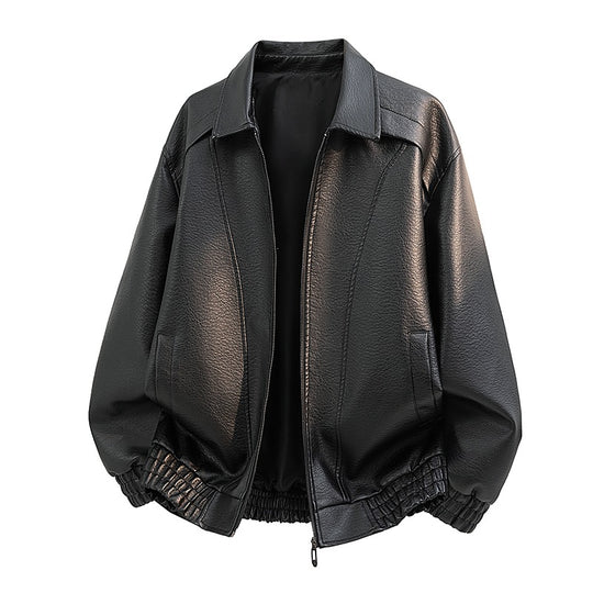 Herren Elegante Kunstlederjacke mit weitem Schnitt Shop Nory