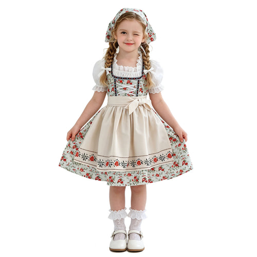 Damen nan Kinderdirndl Trachtenkleid mit Spitzenbluse Schürze und Kopftuch Shop Nory