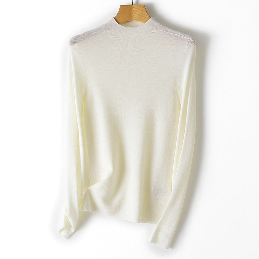 Damen Feiner Stretch-Feinstrickpullover mit halbem Stehkragen und schlanker Silhouette Shop Nory