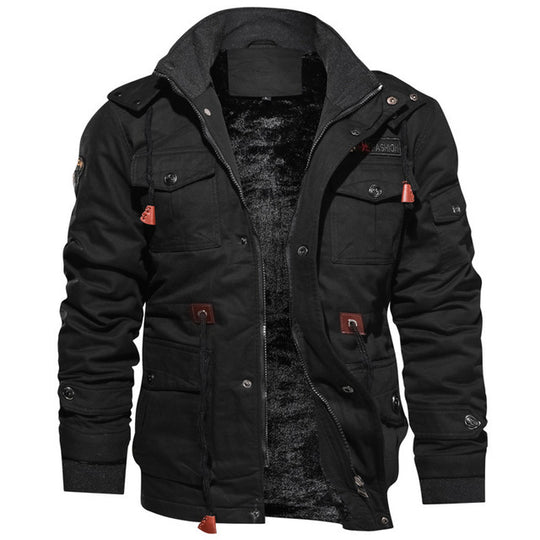 Herren winddichte Multifunktions‑Fieldjacke aus Canvas mit wärmender Teddyplüsch‑Innenlage und verstellbarem Kordzug Shop Nory