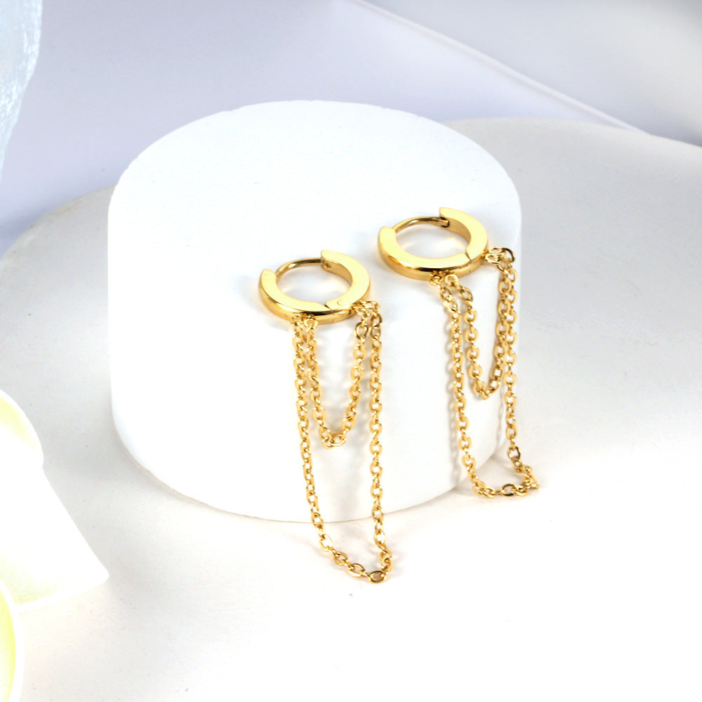 Damen Hängende Ohrstecker aus goldplattiertem Edelstahl mit elegantem Stabdesign Shop Nory