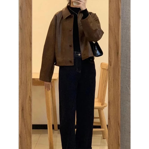 Damen Kurzjacke im Boxy-Schnitt mit Hemdkragen und Knopfleiste Shop Nory