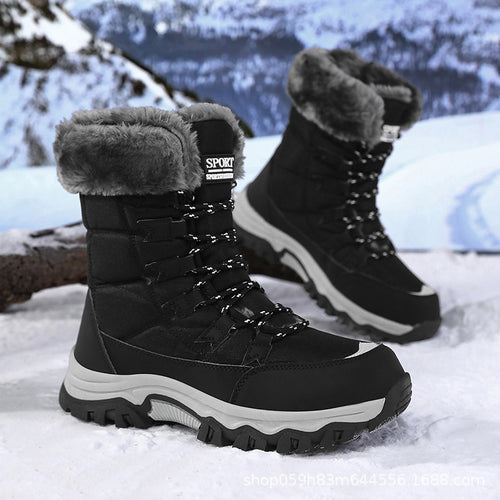 Damen Wasserdichte gefütterte Thermo-Wanderschuhe mit Kunstfellkragen Shop Nory