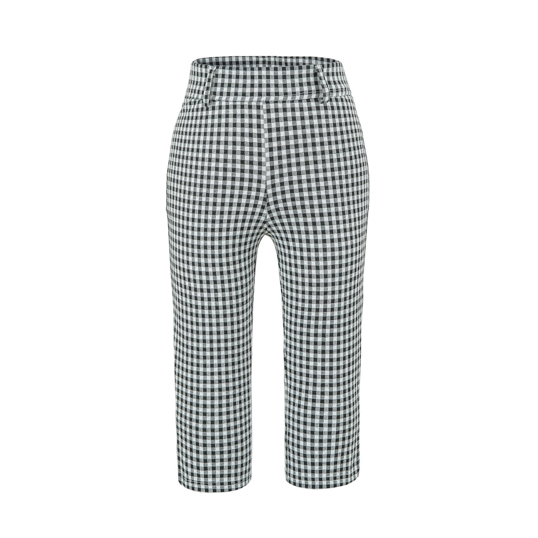 Damen Hochtaillierte Slim-Fit Hose mit Vichy-Karo und elastischem Bund Shop Nory
