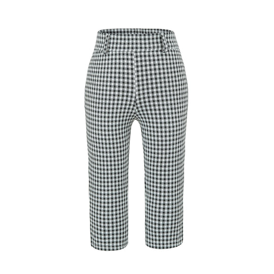 Damen Hochtaillierte Slim-Fit Hose mit Vichy-Karo und elastischem Bund Shop Nory