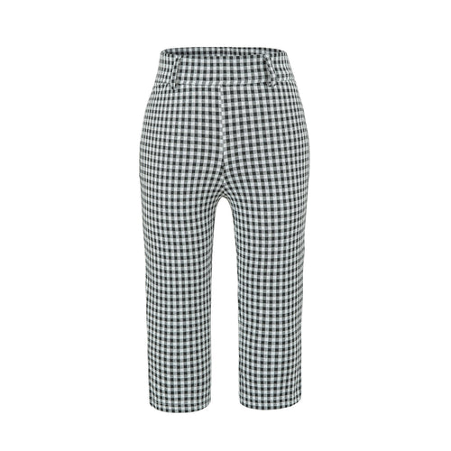 Damen Hochtaillierte Slim-Fit Hose mit Vichy-Karo und elastischem Bund Shop Nory