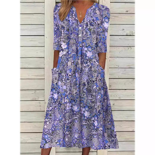 Stilvolle Blumige Hemdblusenkleid