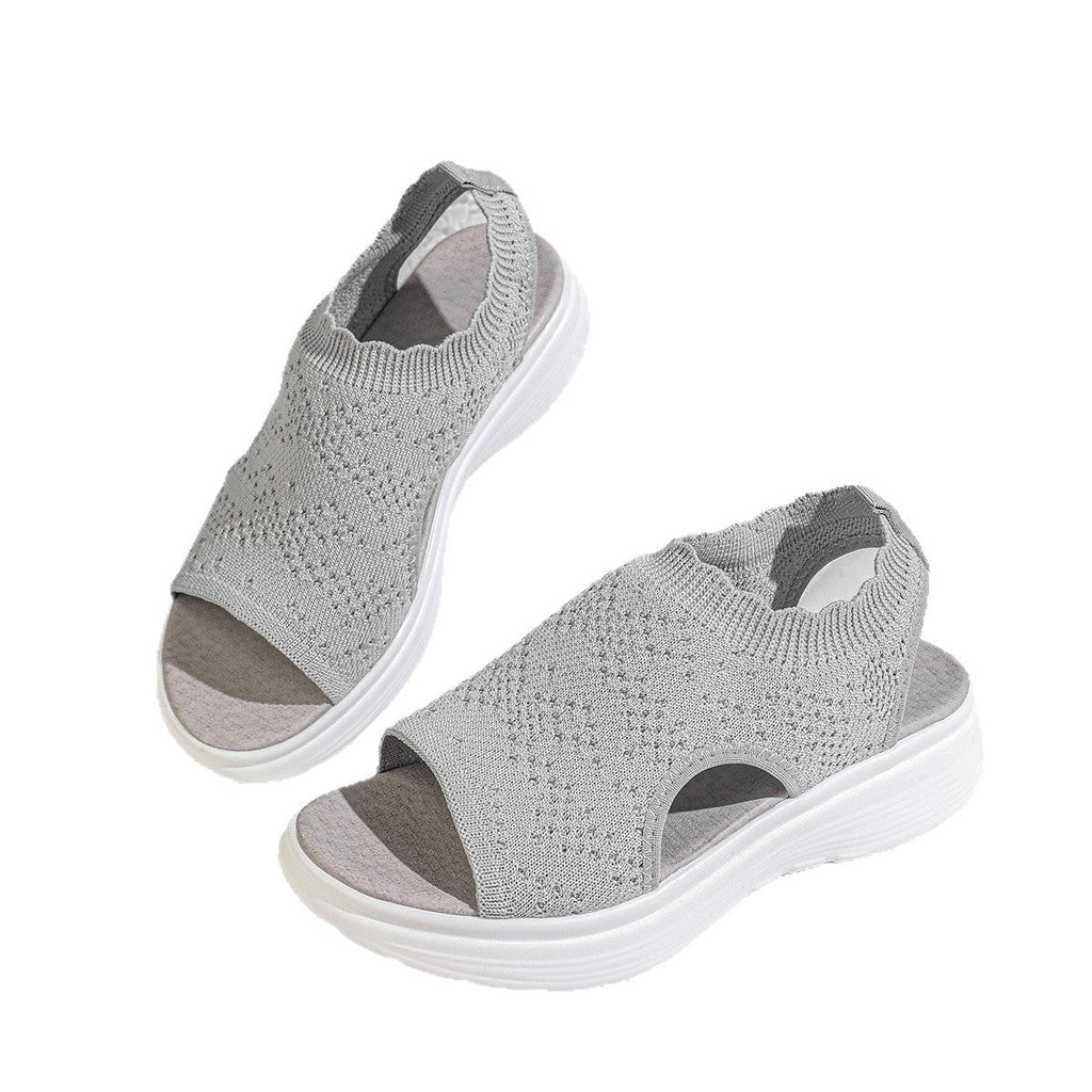 Damen Bequeme Plateau-Sandalen mit elastischem Obermaterial und atmungsaktiver Sohle Shopnory