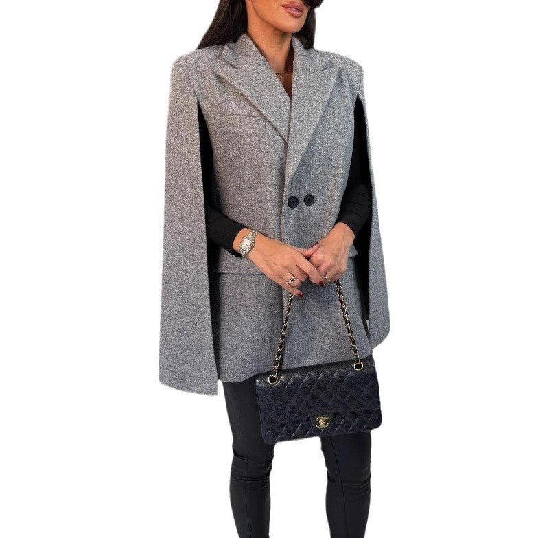 Damen modischer Cape-Blazer mit doppelter Knopfleiste