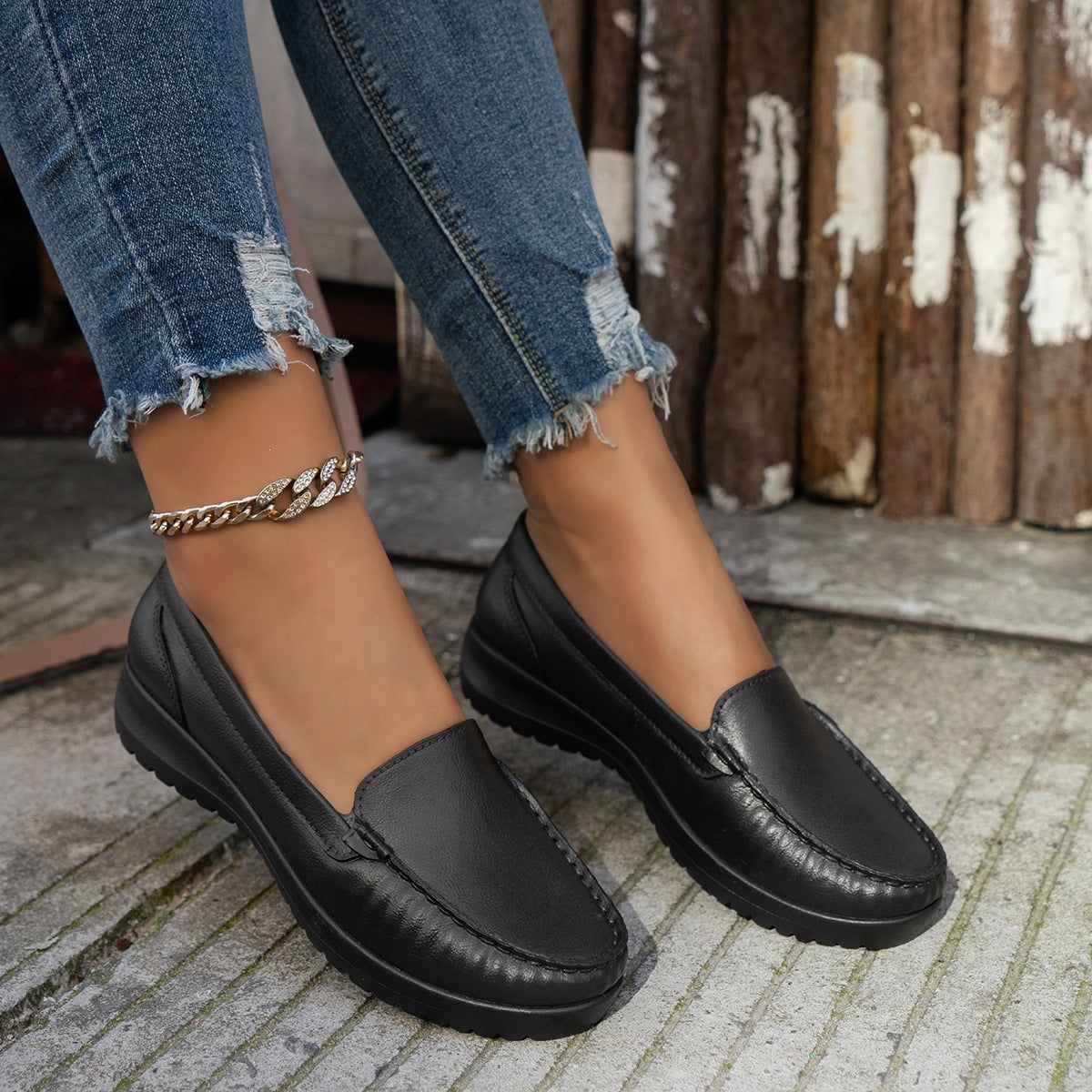 Damen Komfortable Slip-On Mokassins