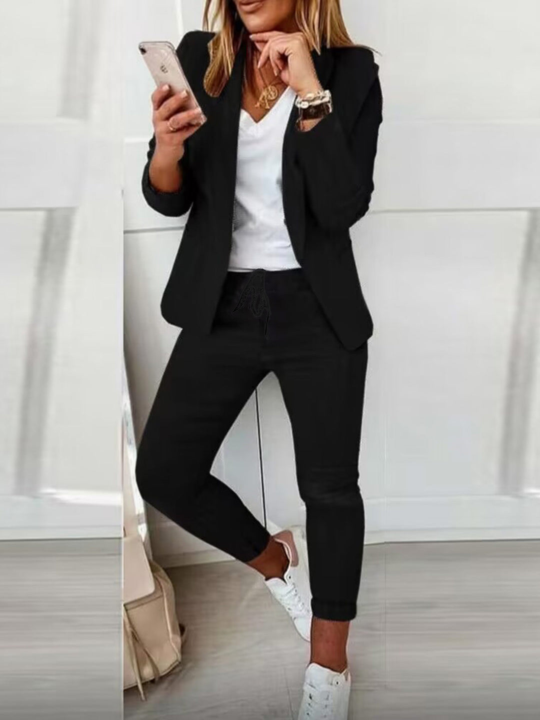 Damen Elegantes Zweiteiliges Blazer-Jogginganzug Shop Nory