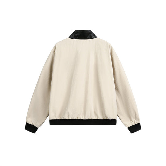 Unisex Kurz geschnittene Boxy-Bomberjacke mit Kontrastkragen und großen Pattentaschen Shop Nory