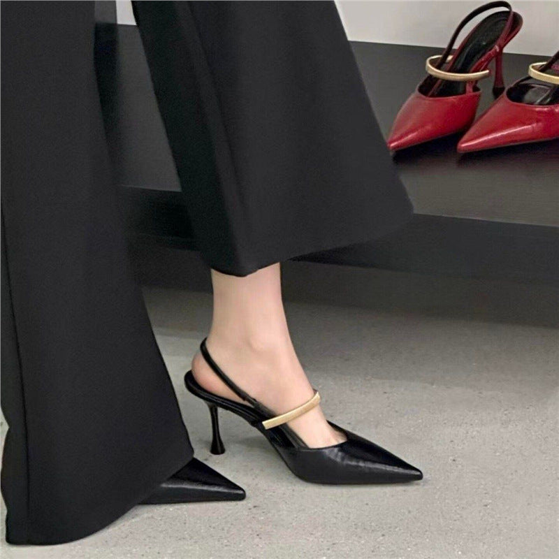 Damen Spitz zulaufende Lackpumps als Slingback mit feinem Riemchen und sculpted Stiletto Shop Nory