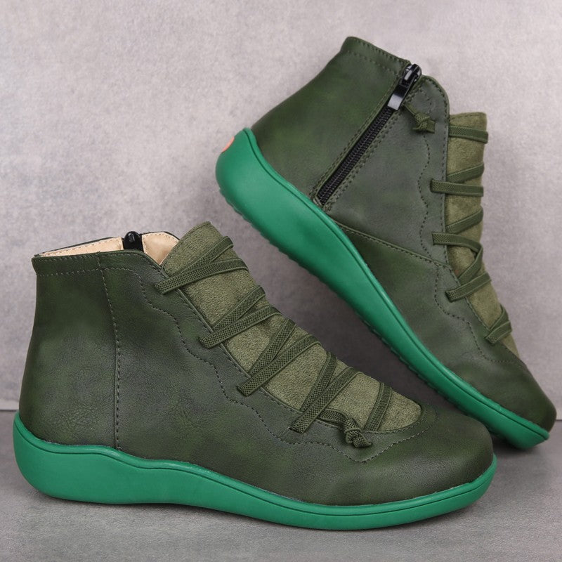 Damen Knöchelhohe Komfort-Boots mit elastischer Zier-Schnürung und seitlichem Reißverschluss Shop Nory