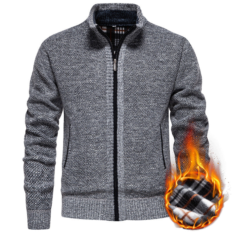 Herren Strickjacke mit hohem Kragen und praktischem Reißverschluss Shopnory