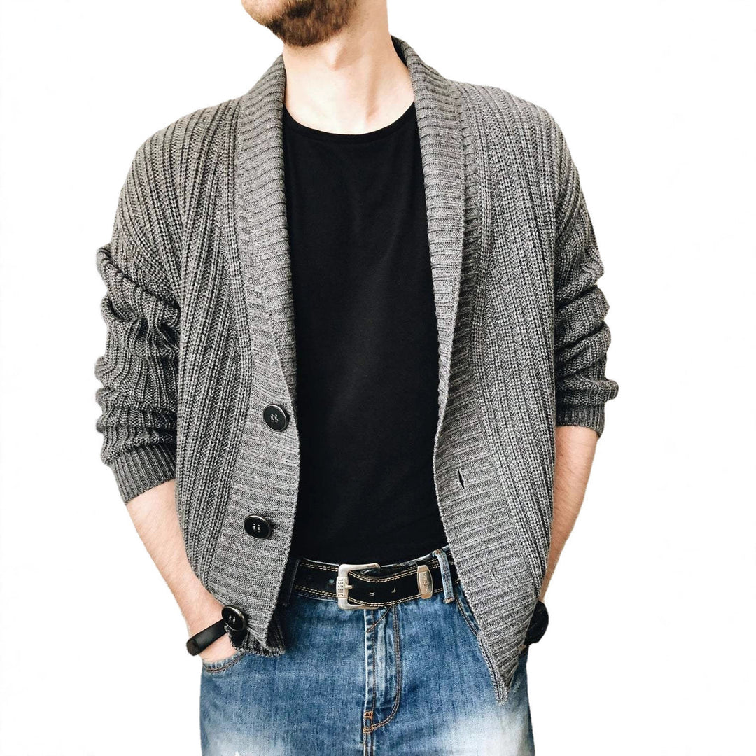 Herren Strickcardigan mit Schalkragen und Knopfleiste Shop Nory
