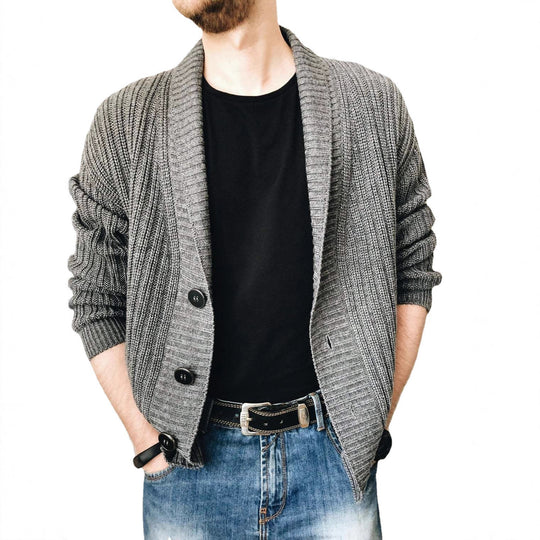 Herren Strickcardigan mit Schalkragen und Knopfleiste Shop Nory