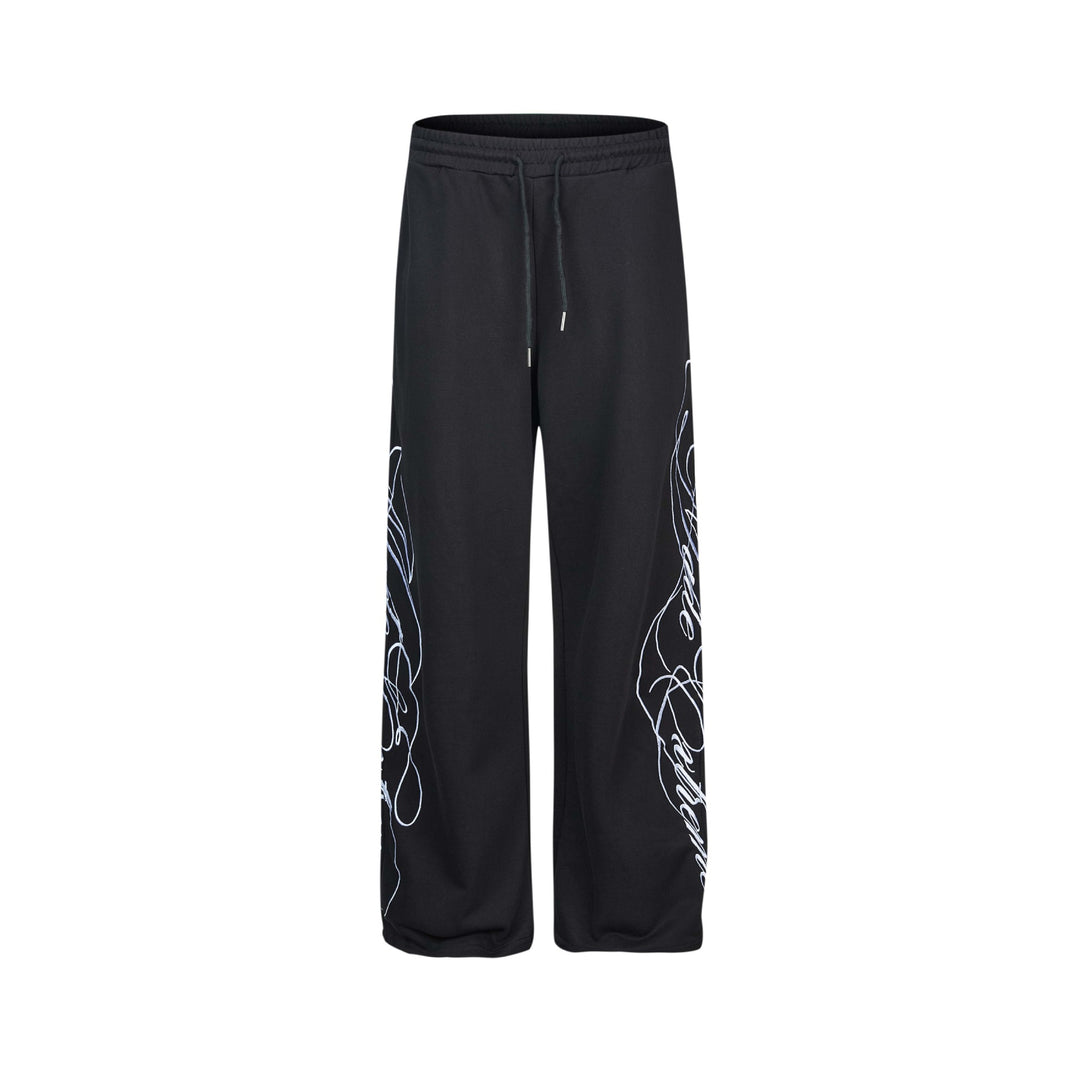 Damen Weiche Loungehose mit weitem Bein, elastischem Bund und Statementdruck Shop Nory