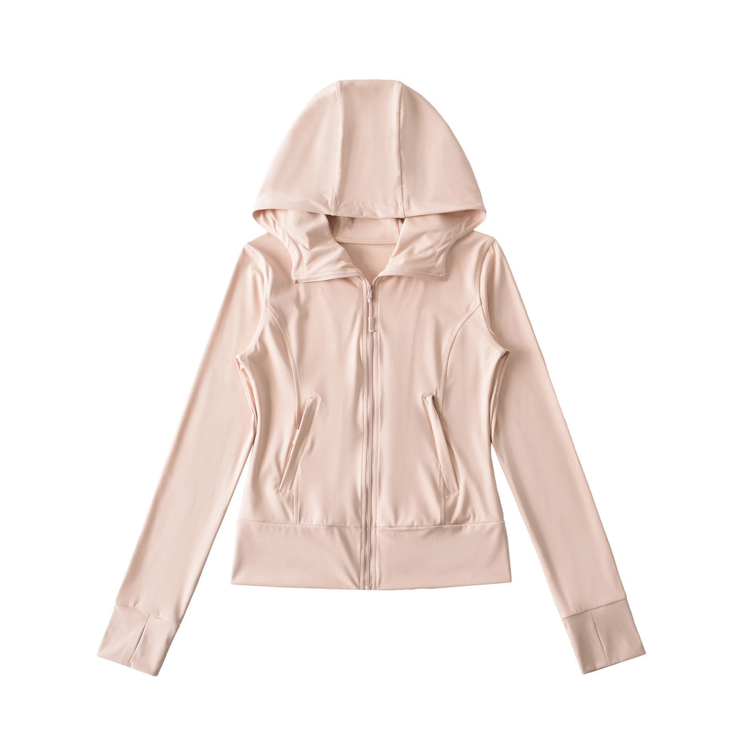 Damen Kapuzen-Sportjacke mit durchgehendem Reißverschluss, taillierter Passform und integrierten Reißverschlusstaschen Shop Nory
