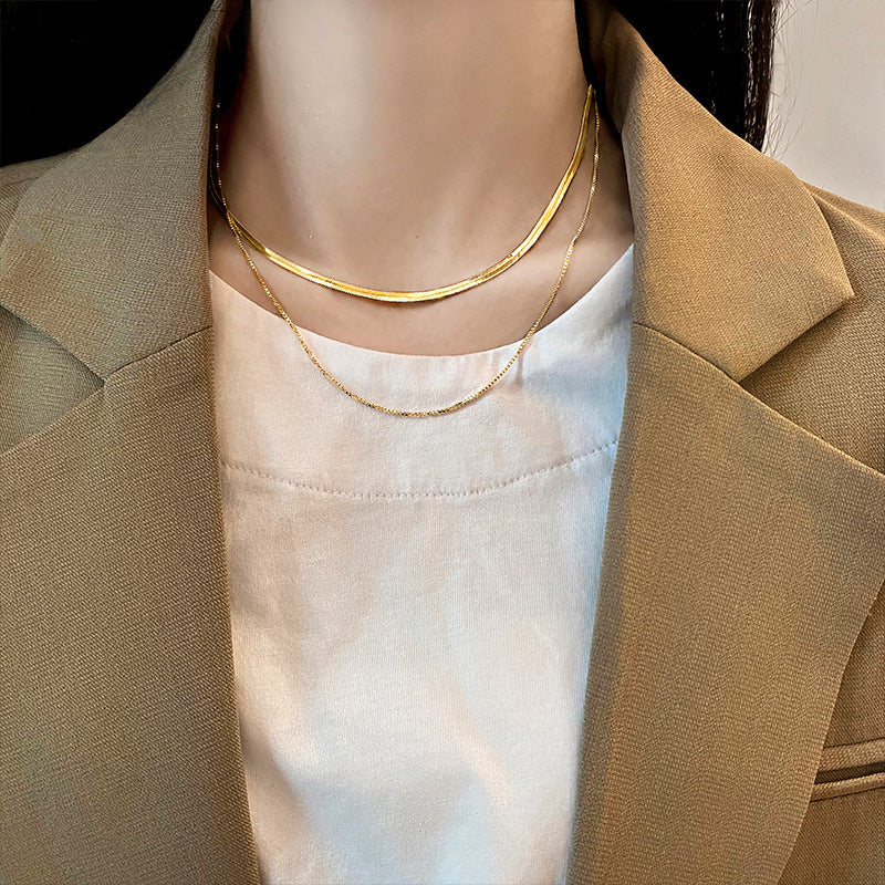 Damen Halskette mit doppeltem Gliederdesign Shop Nory