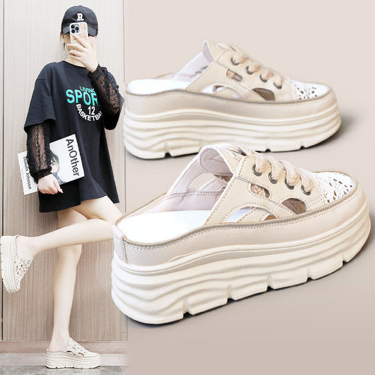 Damen Sportliche Plateau-Sneaker mit atmungsaktiver Mesh-Oberfläche Shopnory