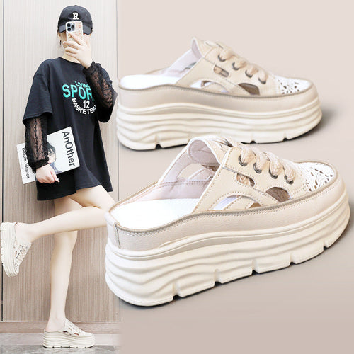 Damen Sportliche Plateau-Sneaker mit atmungsaktiver Mesh-Oberfläche Shopnory