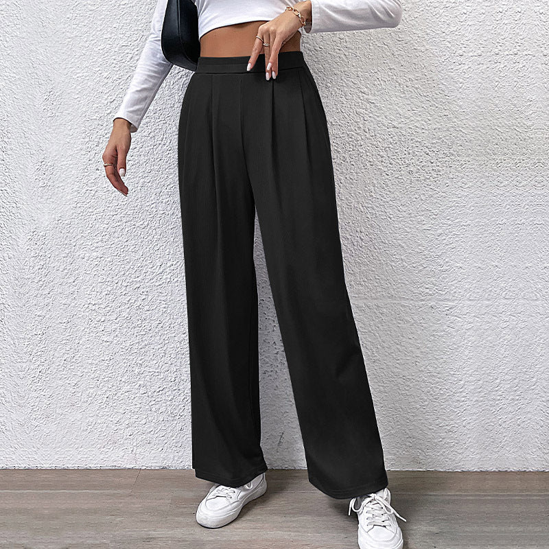 Damen Weite High‑Waist Stoffhose mit Bundfalten und Palazzo‑Silhouette Shop Nory