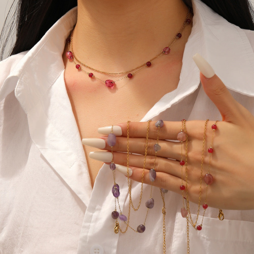 Damen Halskette mit kunstvollen Schmucksteinen Shop Nory
