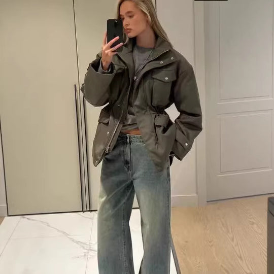 Damen Utility-Parka mit aufgesetzten Pattentaschen und hohem Stehkragen Shop Nory