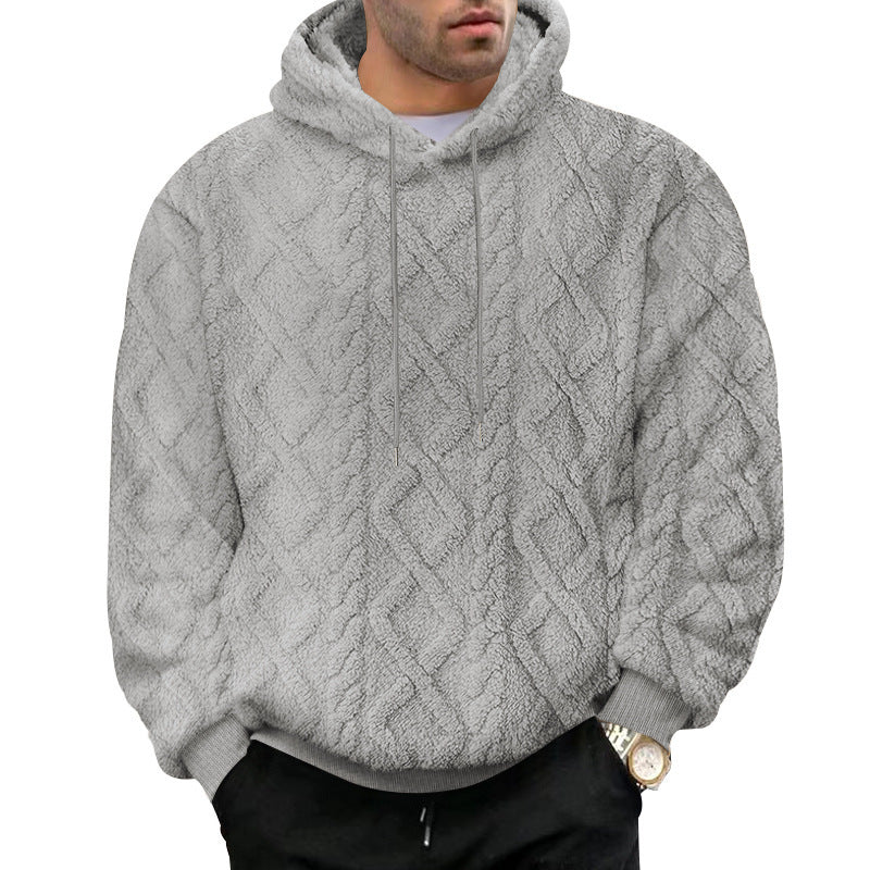 Herren nan kuscheliger Oversize Teddy Hoodie mit Kapuze und Rautenstruktur Shop Nory