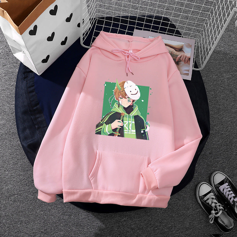 Damen nan Kapuzenpullover mit geprintetem Manga-Motiv und weichem Fleece-Innenfutter Shop Nory