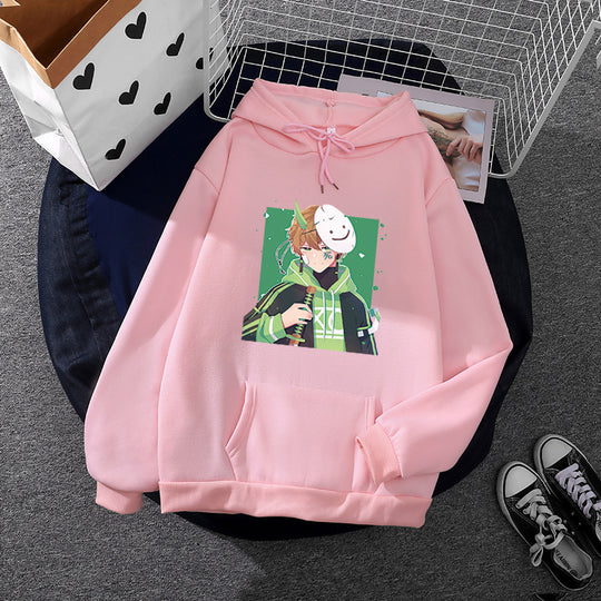Damen nan Kapuzenpullover mit geprintetem Manga-Motiv und weichem Fleece-Innenfutter Shop Nory