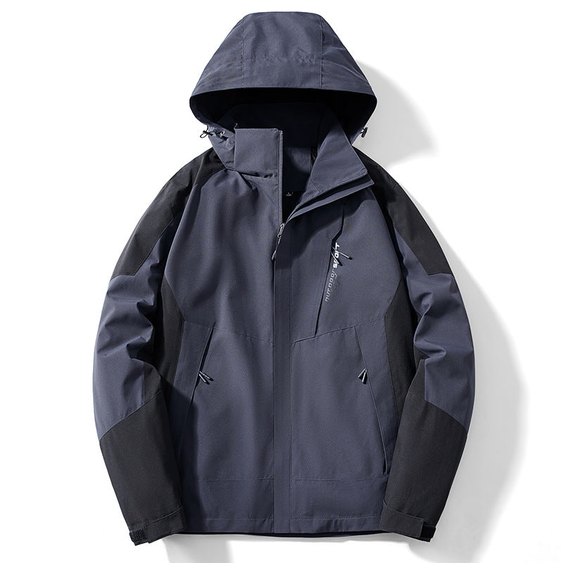 Herren Colorblock Softshell-Trekkerjacke mit Kapuze, verdeckten Reißverschlüssen und seitlichen Eingrifftaschen Shop Nory