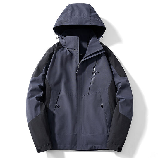 Herren Colorblock Softshell-Trekkerjacke mit Kapuze, verdeckten Reißverschlüssen und seitlichen Eingrifftaschen Shop Nory