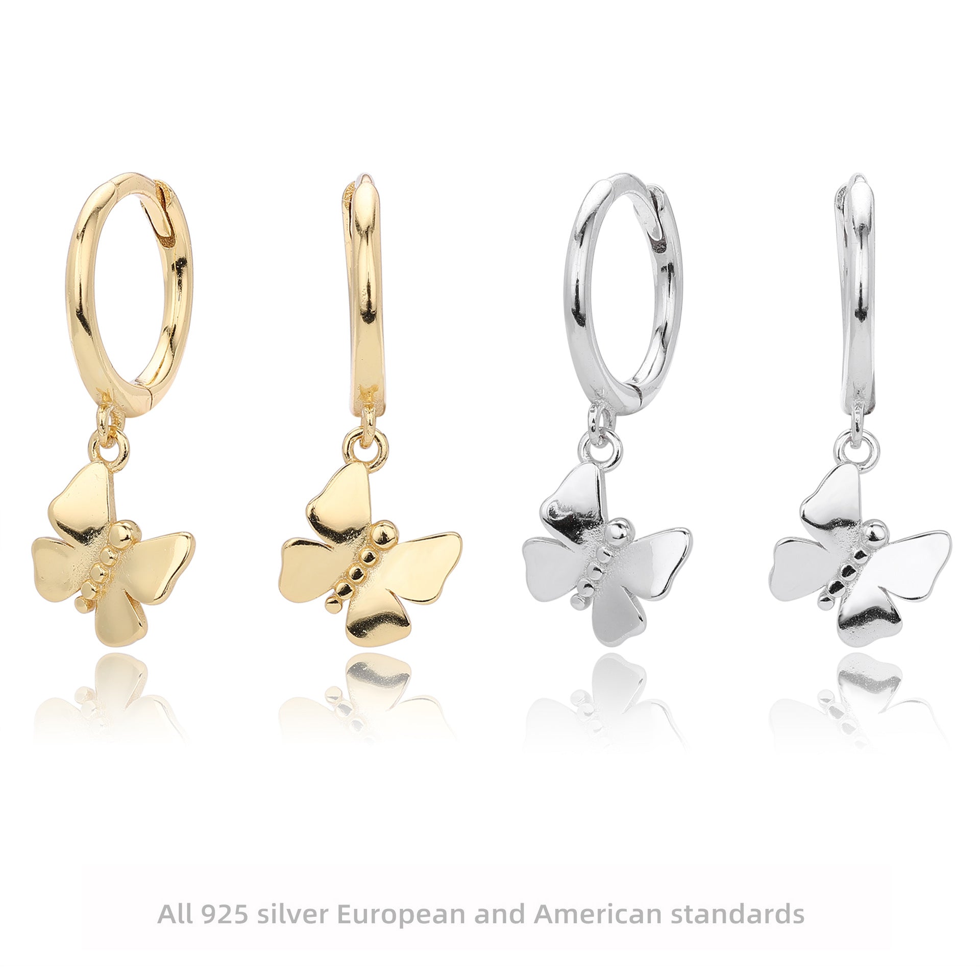 Damen Ohrhänger mit filigranem Schmetterlingsdesign aus hochwertigem 925 Sterlingsilber Shop Nory