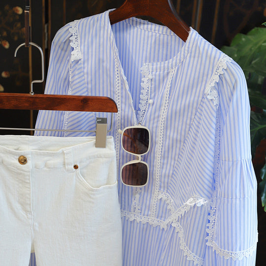 Damen Verspielte Bluse mit Rüschen-Details Shop Nory