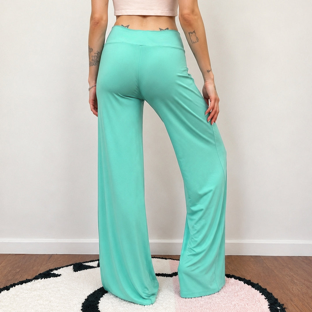 Damen nan weite Palazzo-Hose mit V-förmiger Bundnaht und elastischem Stretch-Jersey Shop Nory