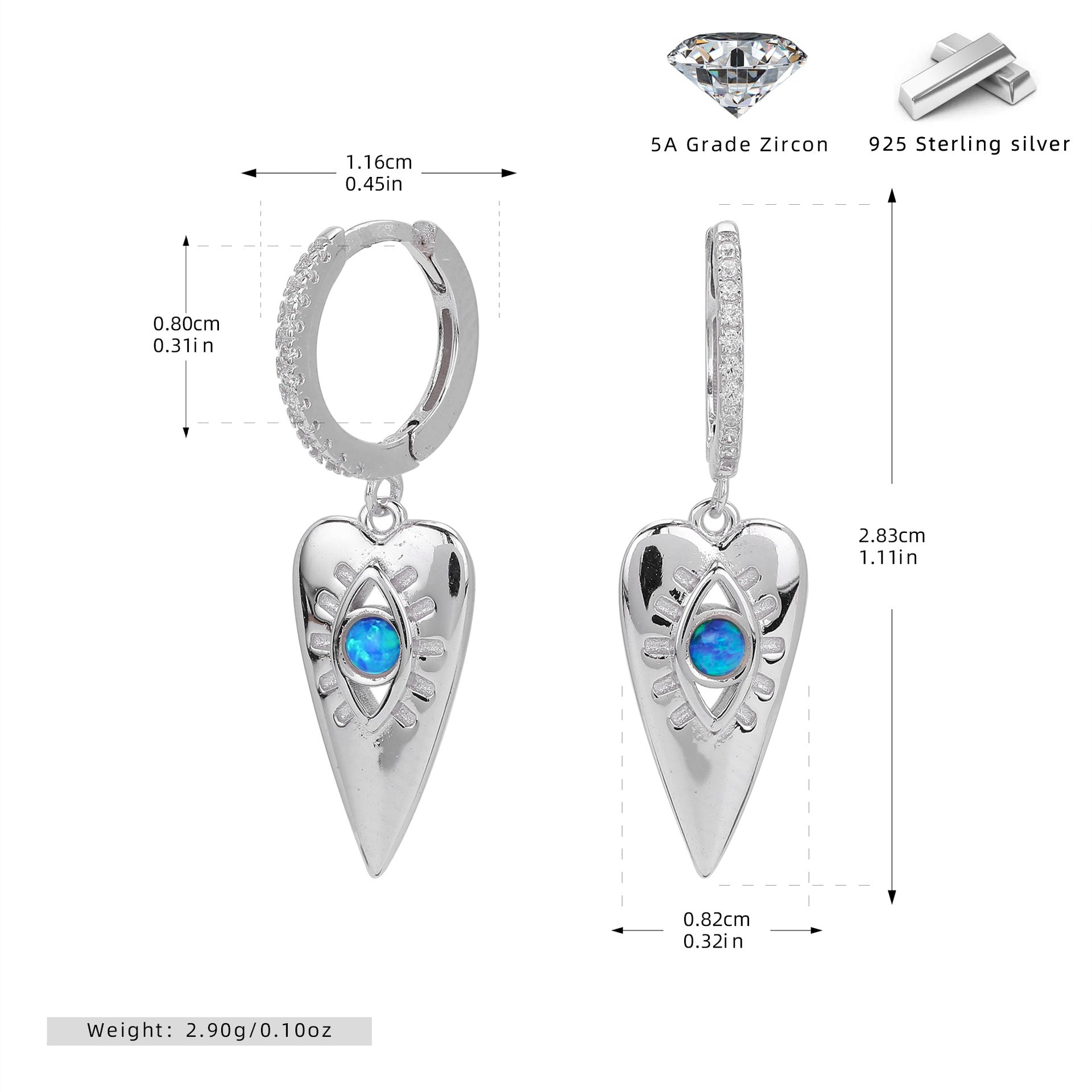 Damen Ohrhänger mit traumhaften Herzanhängern aus 925 Sterling Silber Shop Nory