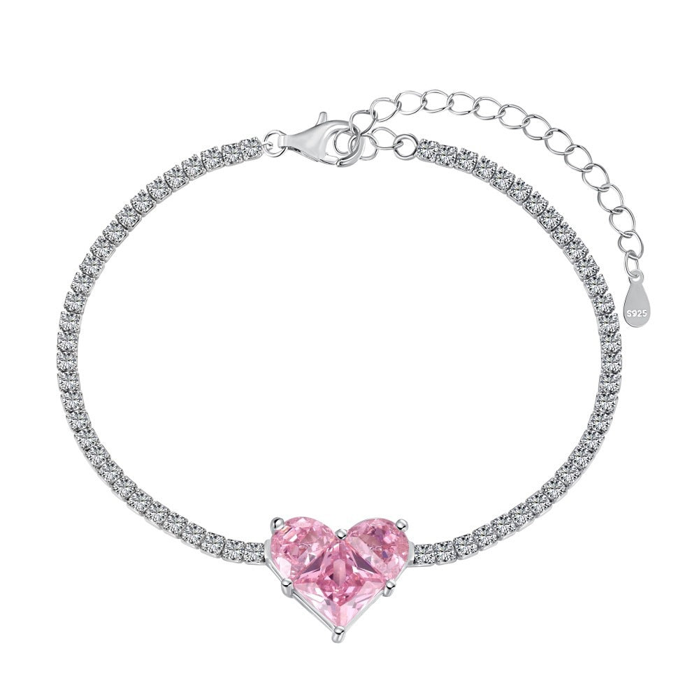 Feines Armband mit Zirkonia-Besatz und Paperclip-Gliedern Aus Sterlingsilber Verstellbar