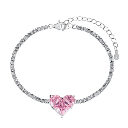 Feines Armband mit Zirkonia-Besatz und Paperclip-Gliedern Aus Sterlingsilber Verstellbar