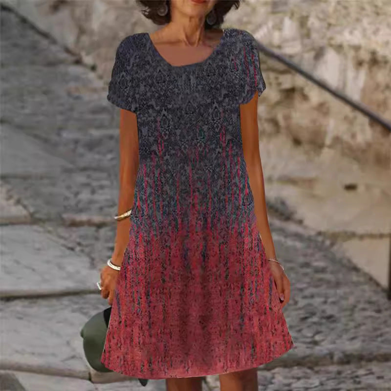 Damen lässiges Sommerkleid mit modernen Mustern und femininem Schnitt