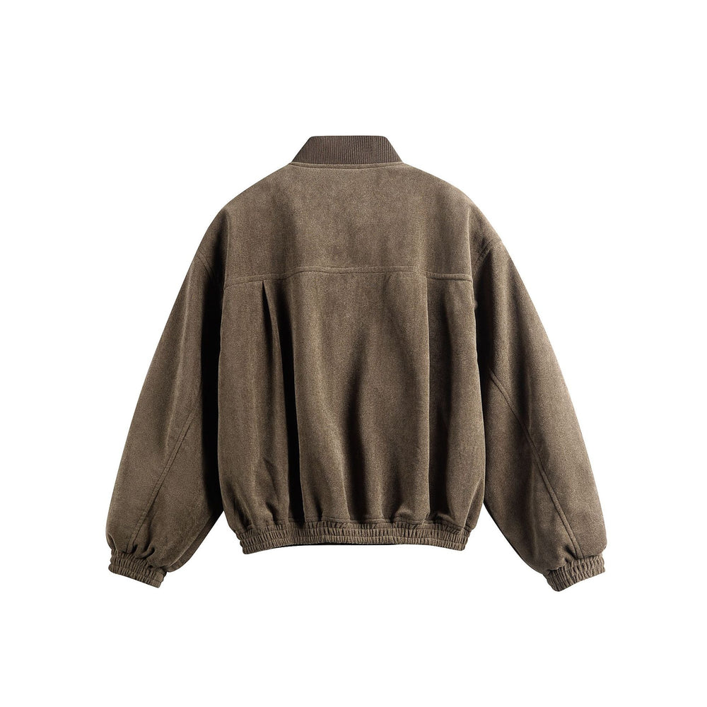 Unisex Boxy-Softsuede-Blouson mit Druckknopfleiste, Pattentaschen und geripptem Saum Shop Nory