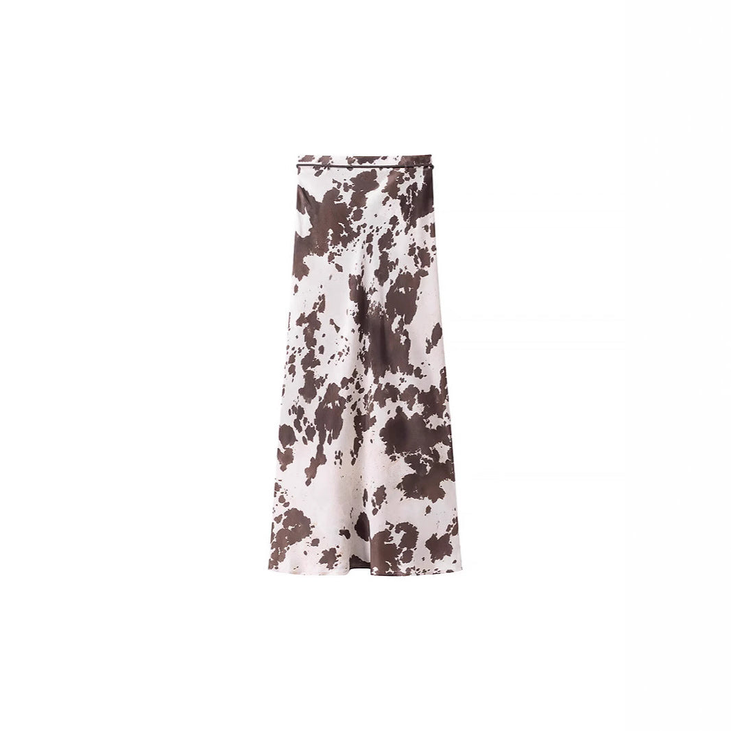 Damen Oversize-Hemdbluse mit Kuhflecken-Print, verdeckter Knopfleiste und weitem Schnitt Shop Nory
