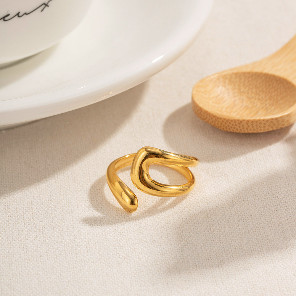 Damen Offener Ring mit verspieltem, geschwungenem Design Shop Nory