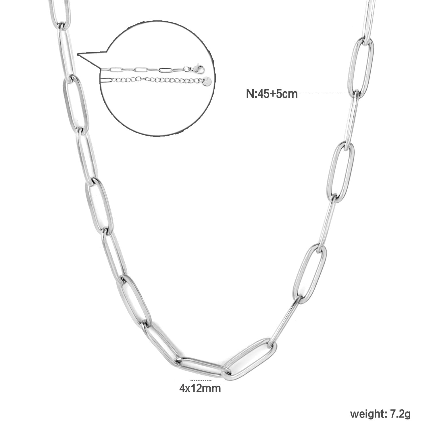 Damen modische Halskette mit luxuriösen ovalen Gliedern und verstellbarem Verschluss Shop Nory