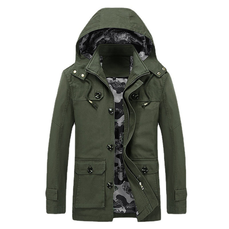 Herren leichter Canvas-Fieldparka mit camouflage-Innenfutter, verdecktem Reißverschluss und Mehrzwecktaschen Shop Nory
