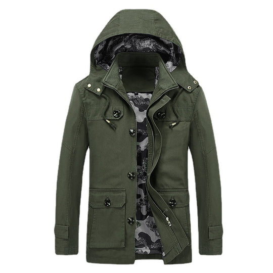 Herren leichter Canvas-Fieldparka mit camouflage-Innenfutter, verdecktem Reißverschluss und Mehrzwecktaschen Shop Nory