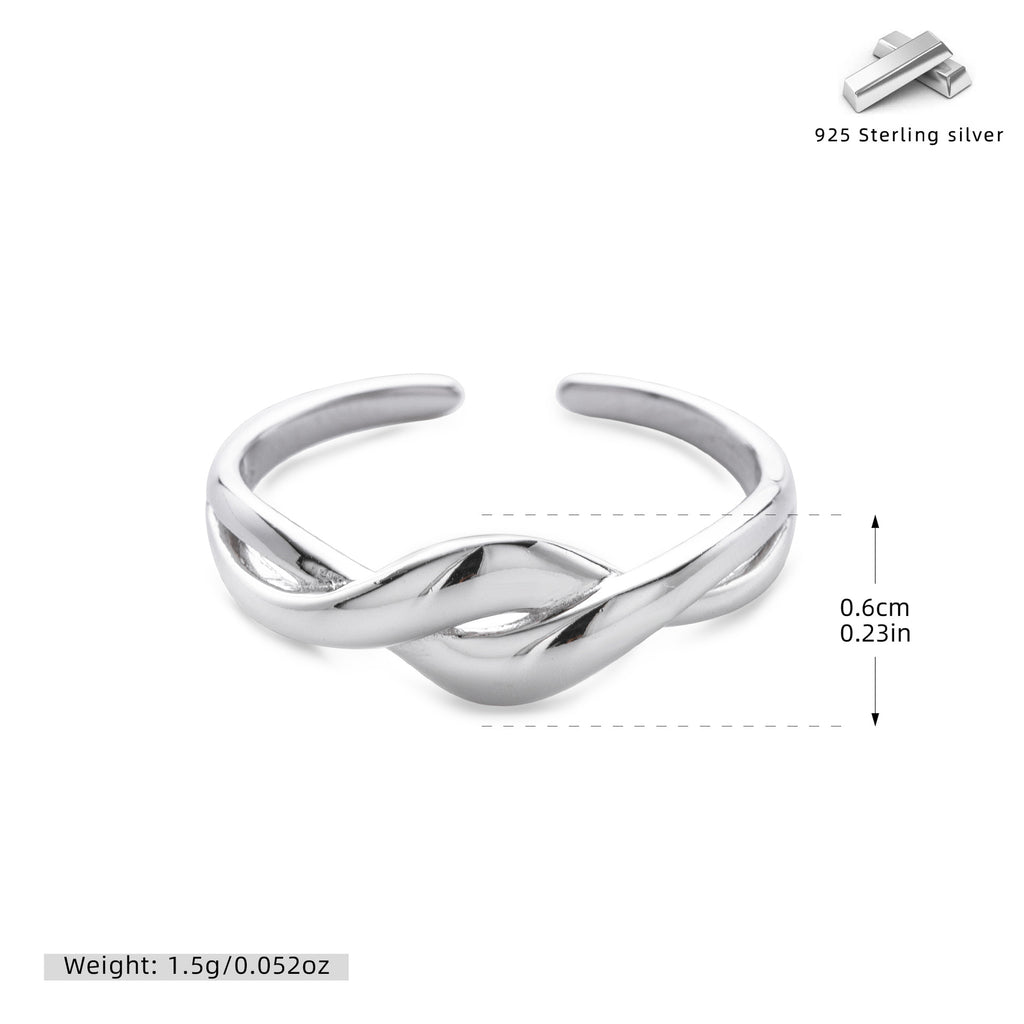 Damen Offener Ring mit elegantem gewundenem Design aus 925 Sterling Silber Shop Nory